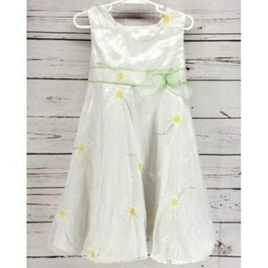 George Girls White‎ Spring Summer FLoral White Daisies Dress Size 5T